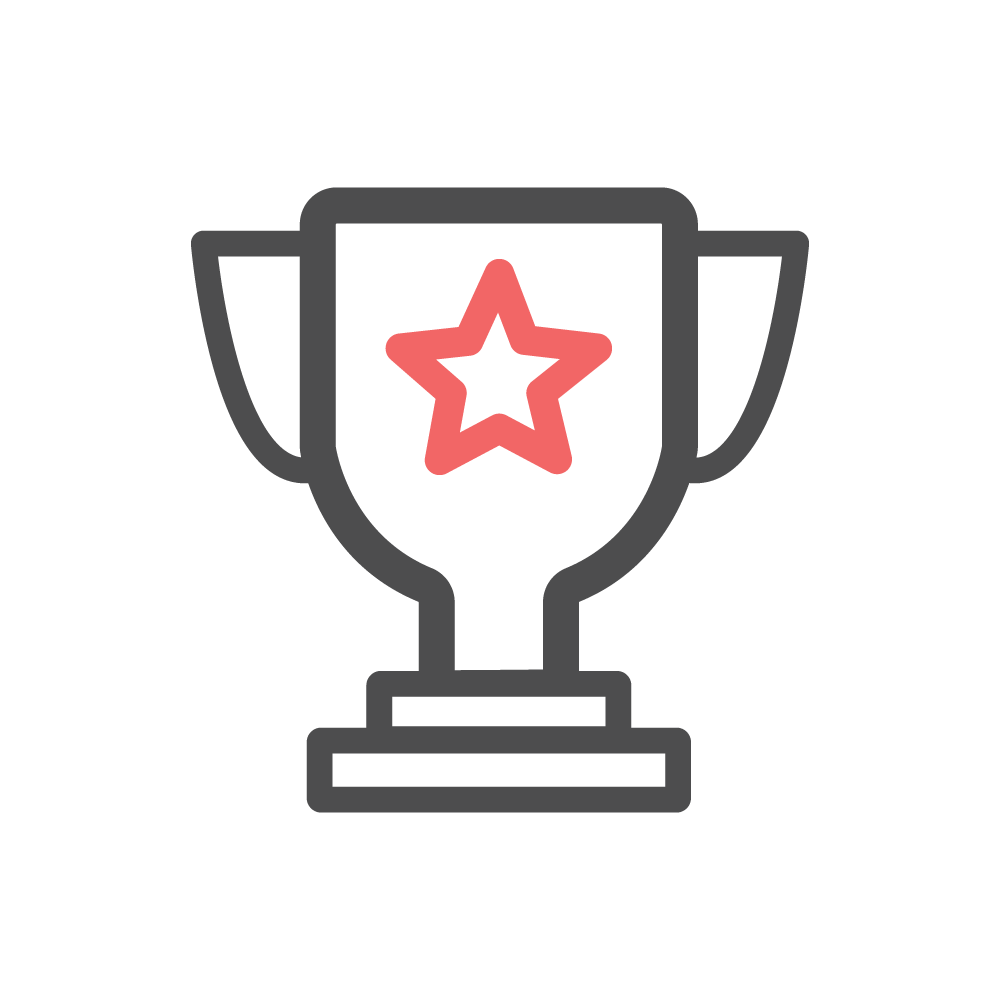 Trophy icon with a pink star on it